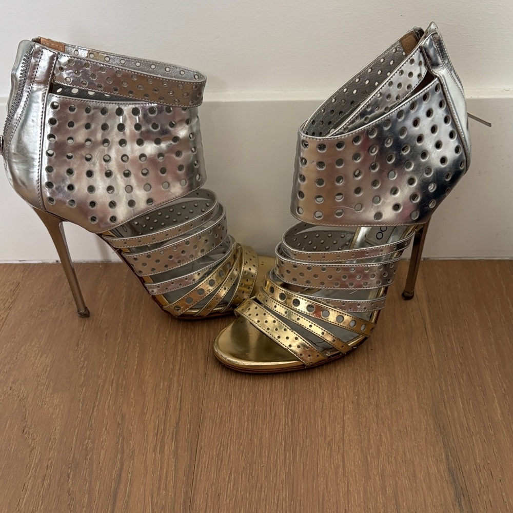 Jimmy Choo Metallic Strappy Heels